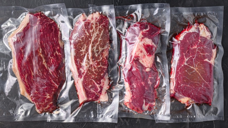 Vacuum packed steaks