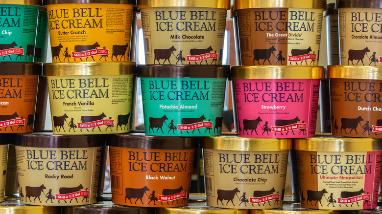 Blue Bell Ice Cream gallon containers