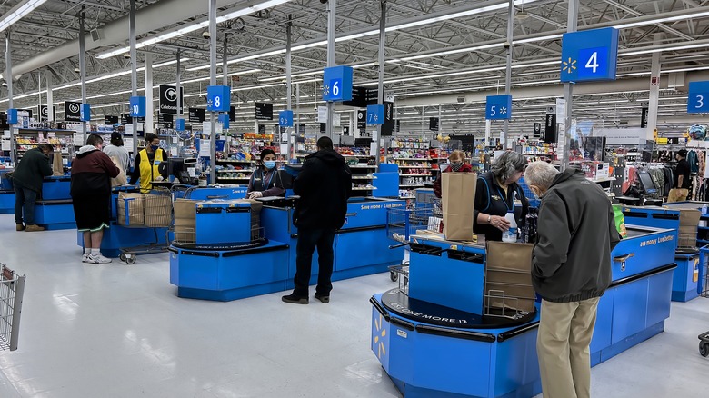 Walmart store checkout counters