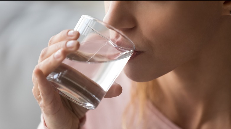 woman drinking water