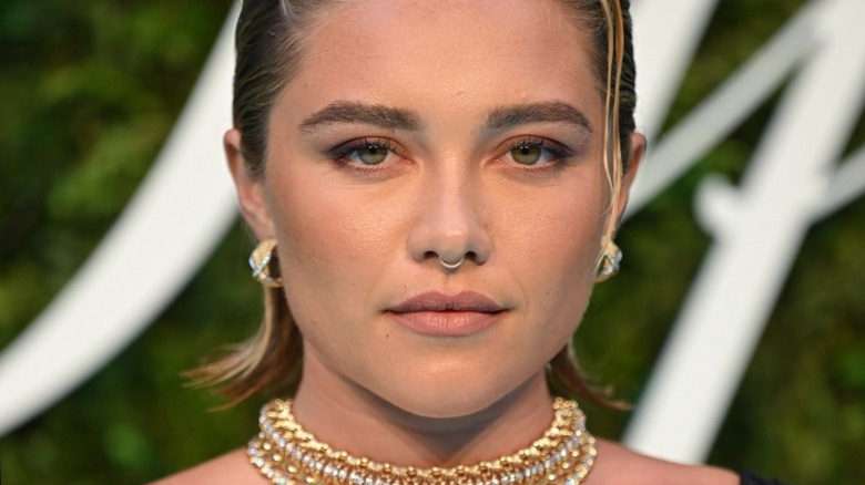 close up of florence pugh's face