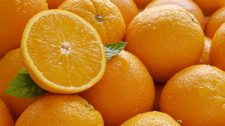 stack of fresh oranges