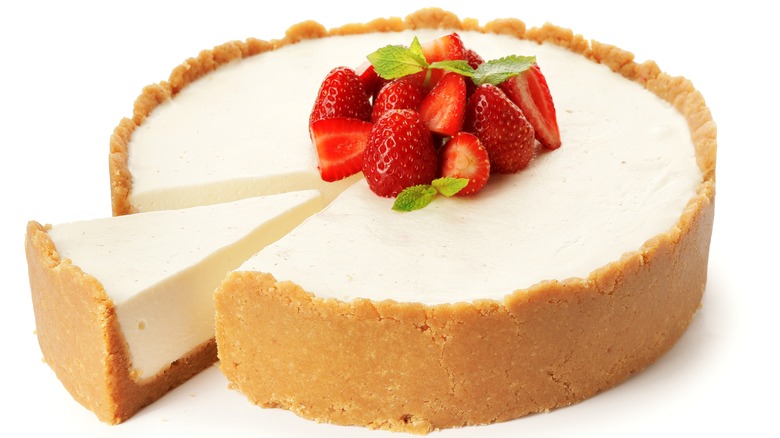 Cheesecake with a slice