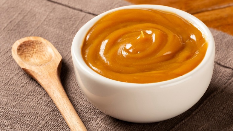 Homemade dulce de leche in a bowl