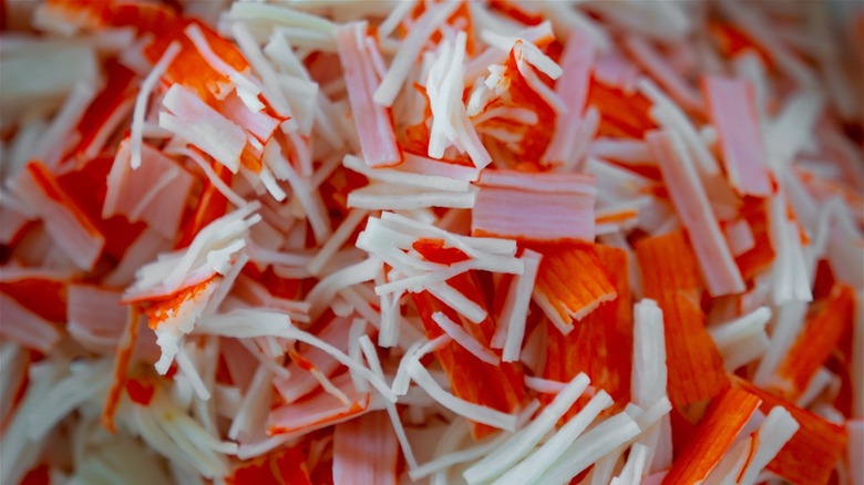 Shredded imitation crab meat