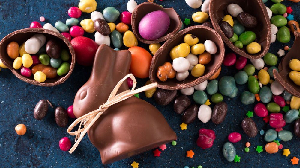 Assorted Easter candy and bunny