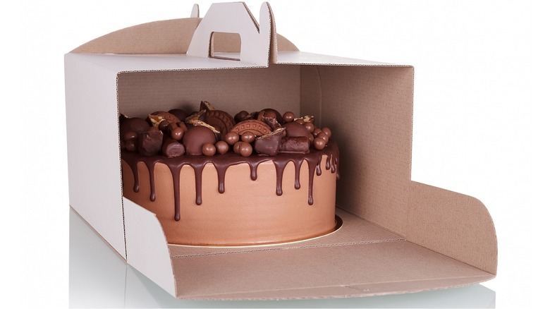 cake in an open box