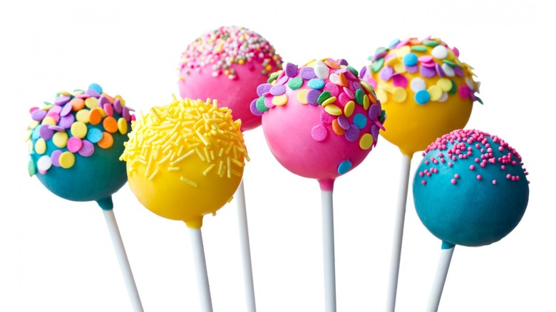 Variety of colorful cake pops