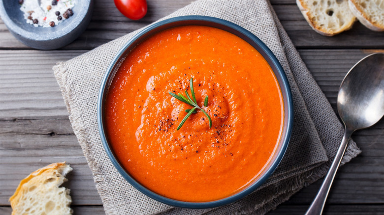 orange soup with garnish