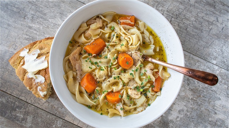 bowl of chicken noodle soup