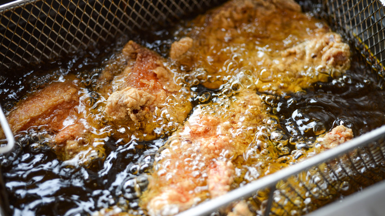 fried chicken in oil