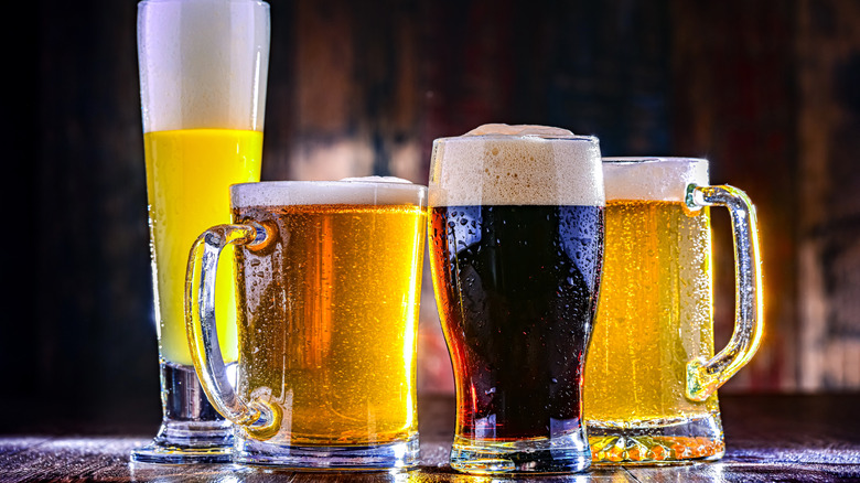 Bartender pours beer