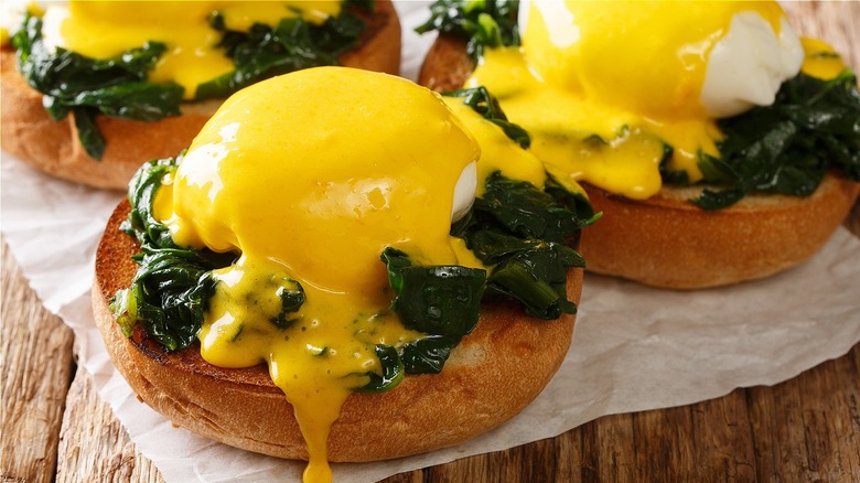 eggs Florentine on an English muffin