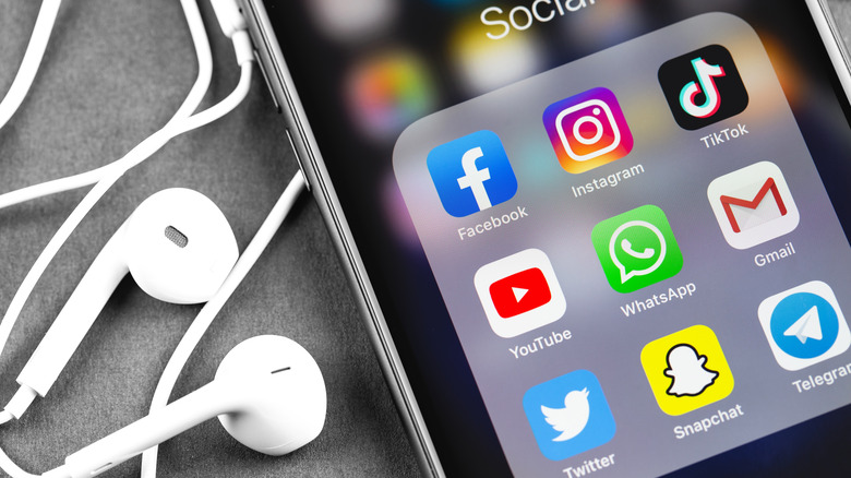 Apps on an iPhone with headphones