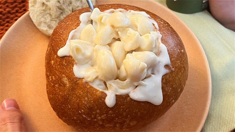 Panera's macaroni and cheese in bread bowl
