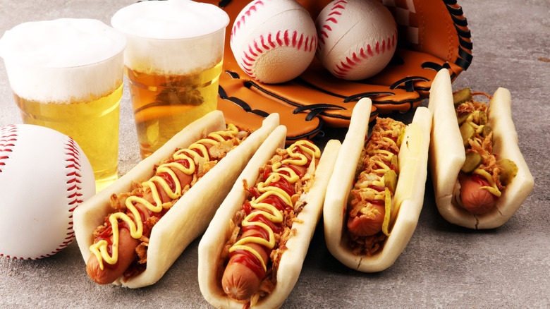 hot dogs and baseballs