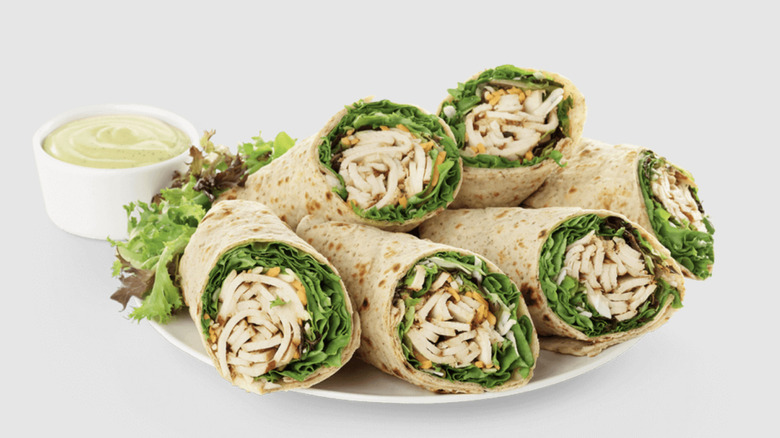 tray of chicken wraps
