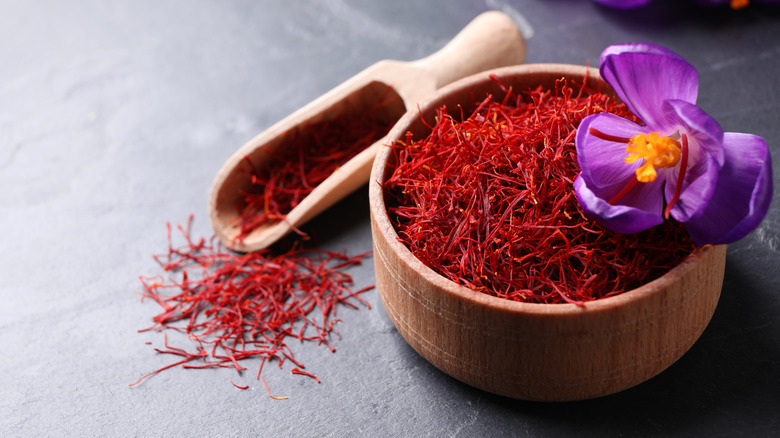 saffron bowl and crocus flower