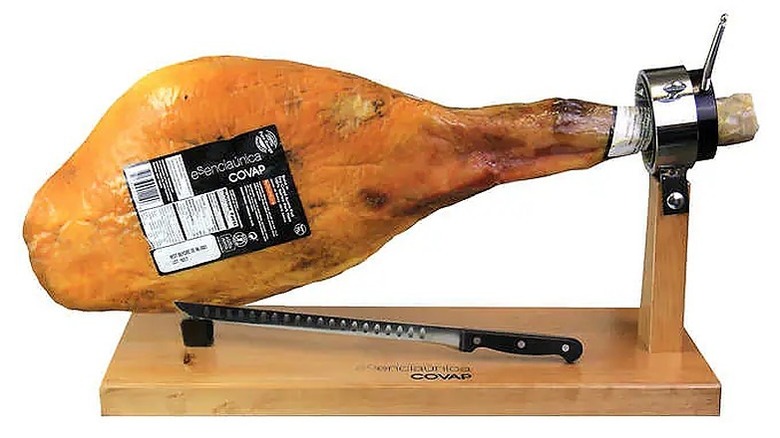 Iberico ham on stand