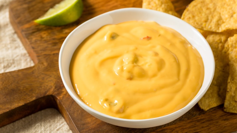 Nacho cheese with tortilla chips