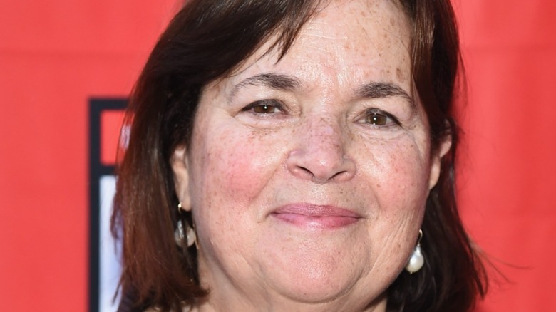 Close-up of Ina Garten against red background