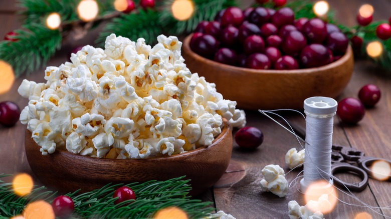 Popcorn and cranberries