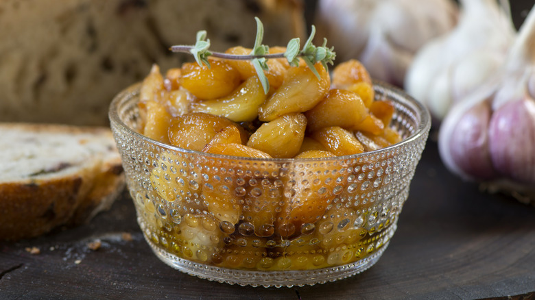 A bowl of garlic confit 