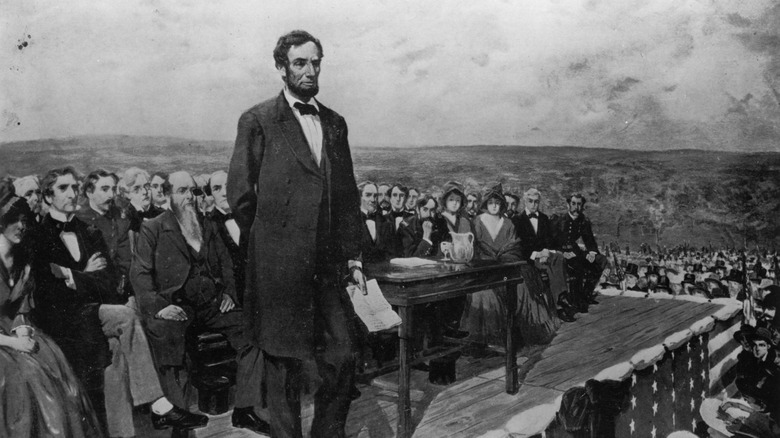 Abraham Lincoln making Gettysburg Address speech