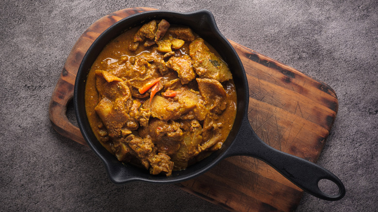 Goat stew in a pan