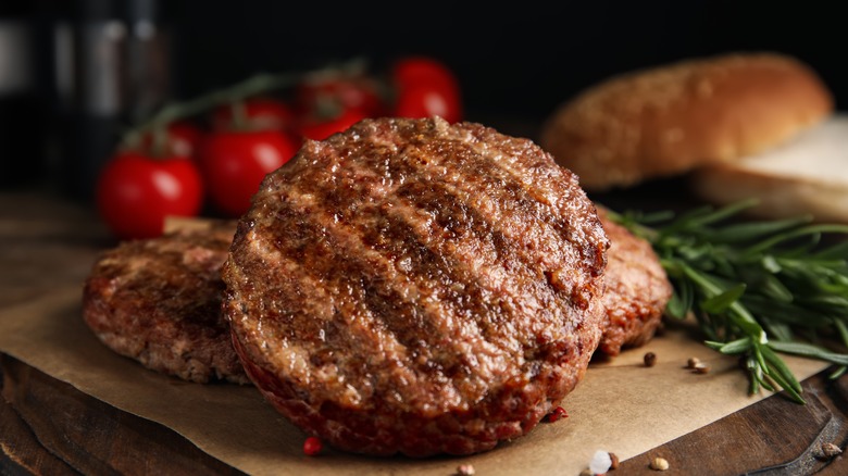 grilled hamburger patties