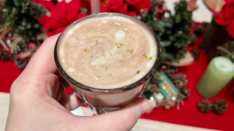 The top of the new Caramel Miso Hot Chocolate at Starbucks Reserve