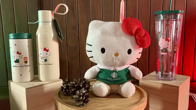 Some of the limited edition Hello Kitty collaboration merchandise for the holiday season.