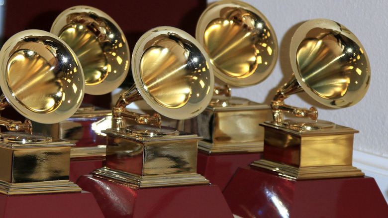 Grammy award statuettes yet to be inscribed