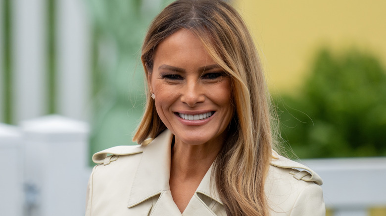 first lady Melania trump smiling at public event