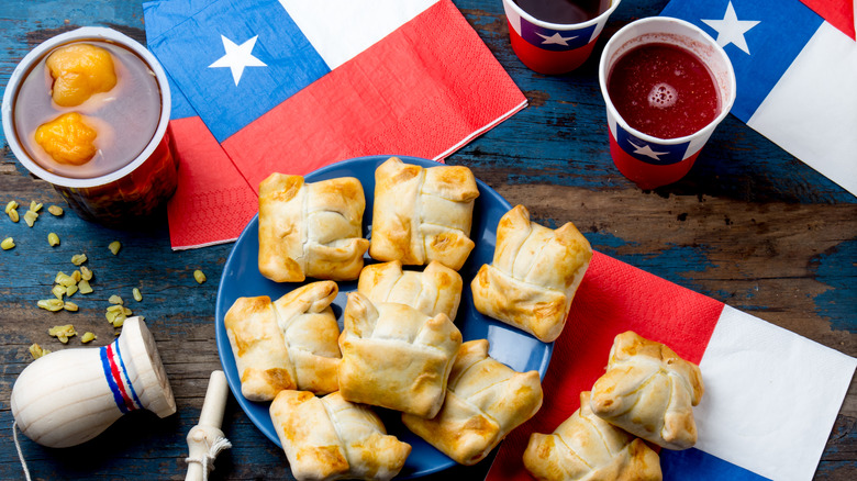 Chilean food and drink with flags