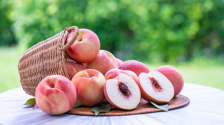 peaches in basket