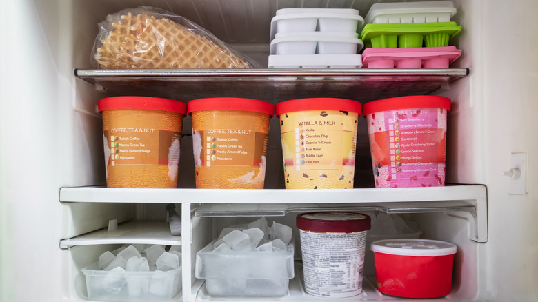 Freezer full of ice cream