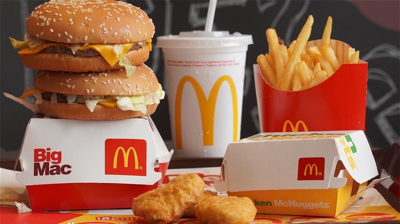 McDonalds burgers, fries, and nuggets
