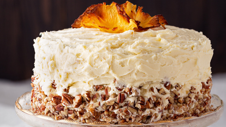 hummingbird cake topped with pineapple