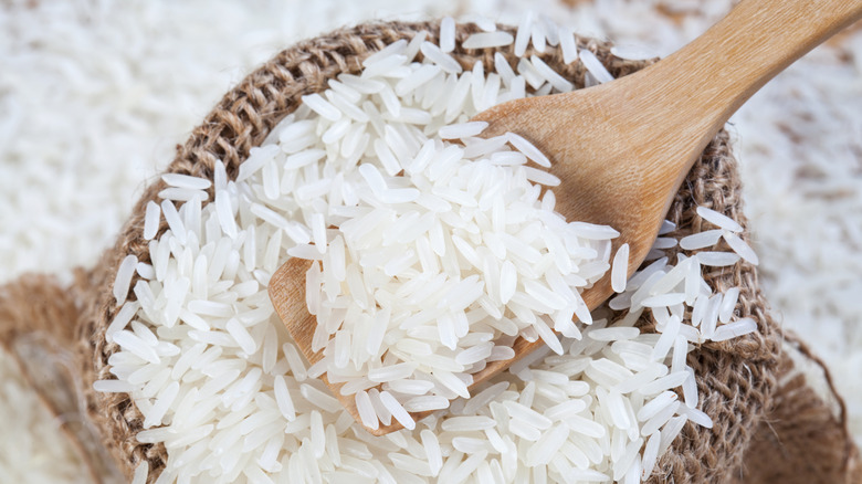 White rice in a basket