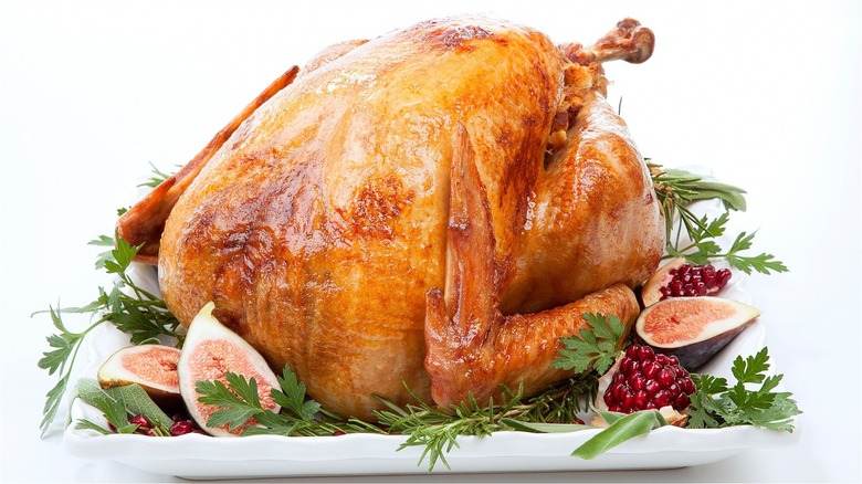 Roast turkey on platter