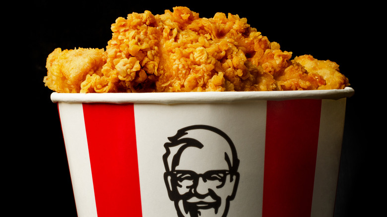 KFC bucket with fried chicken