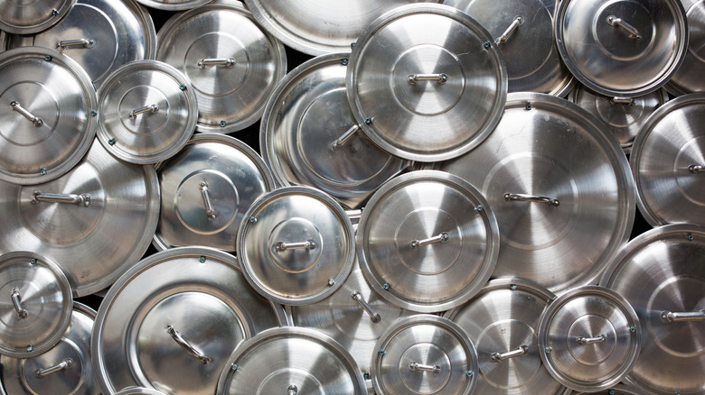 pile of pot lids