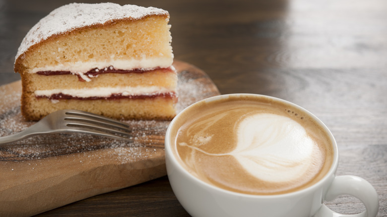 Slice of cake with coffee