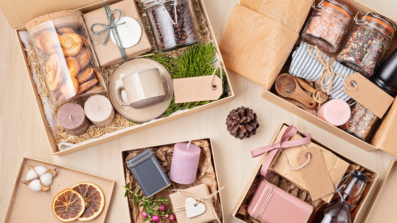Gift baskets on a table