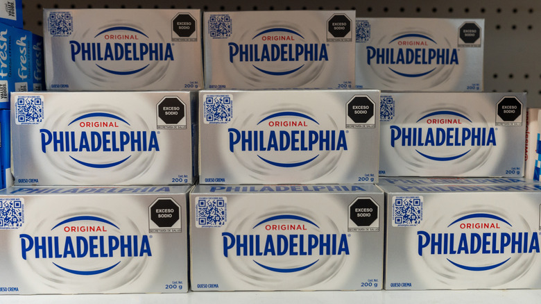 Philadelphia cream cheese on shelf