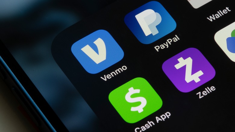 Cash transfer app smartphone icons 