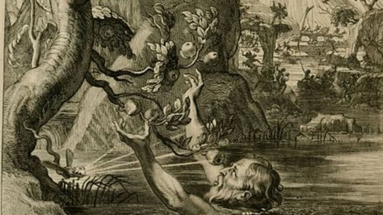 Tantalus with arms outstreched