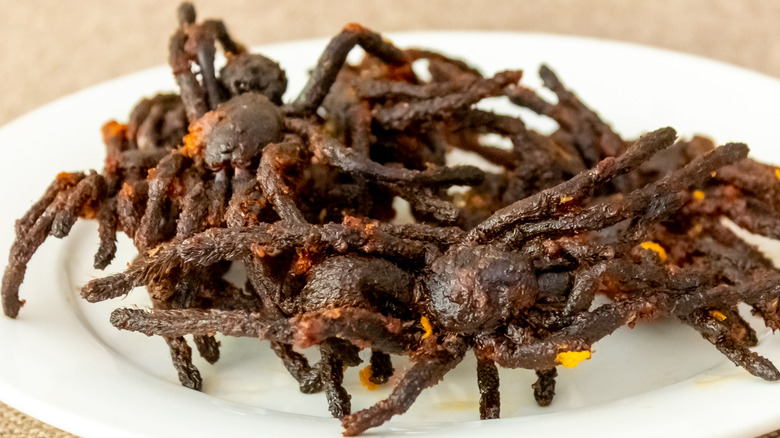 Plate of fried tarantulas