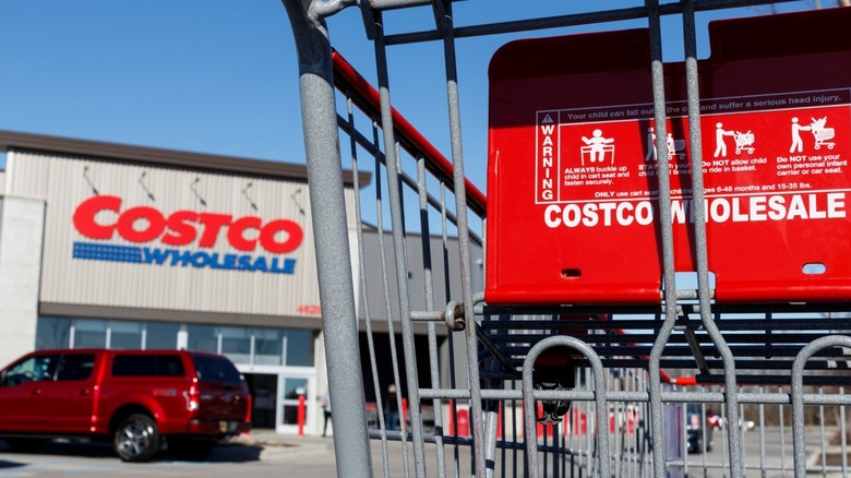 Costco store sign and cart